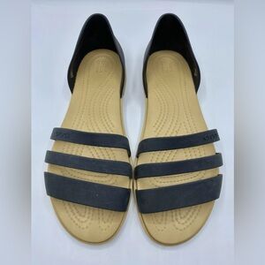 Crocs Sandals Womens 8 Tulum Slide Black Open Toe Comfort Casual Flats Slip On